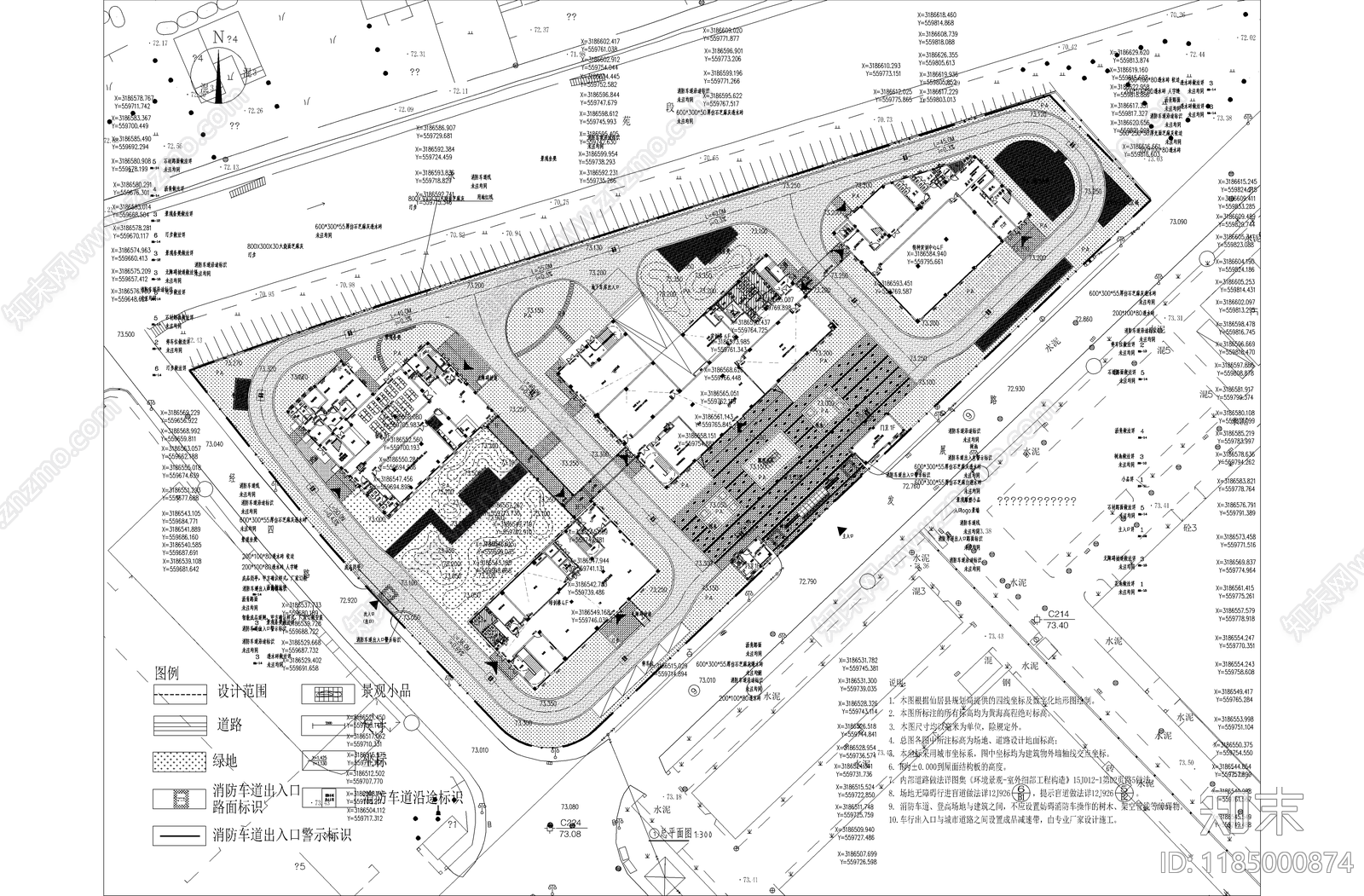 现代广场cad施工图下载【ID:1185000874】