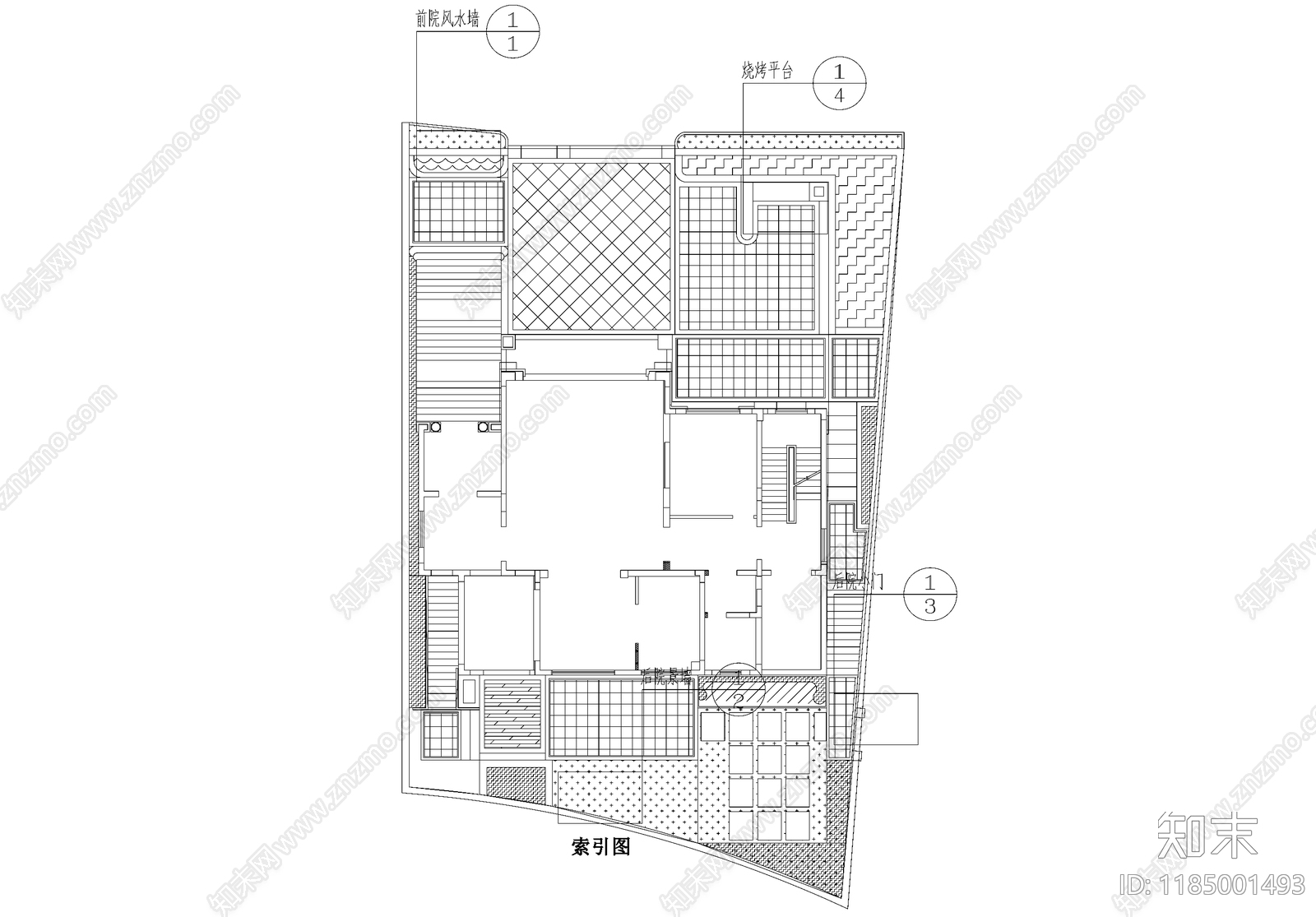 庭院cad施工图下载【ID:1185001493】