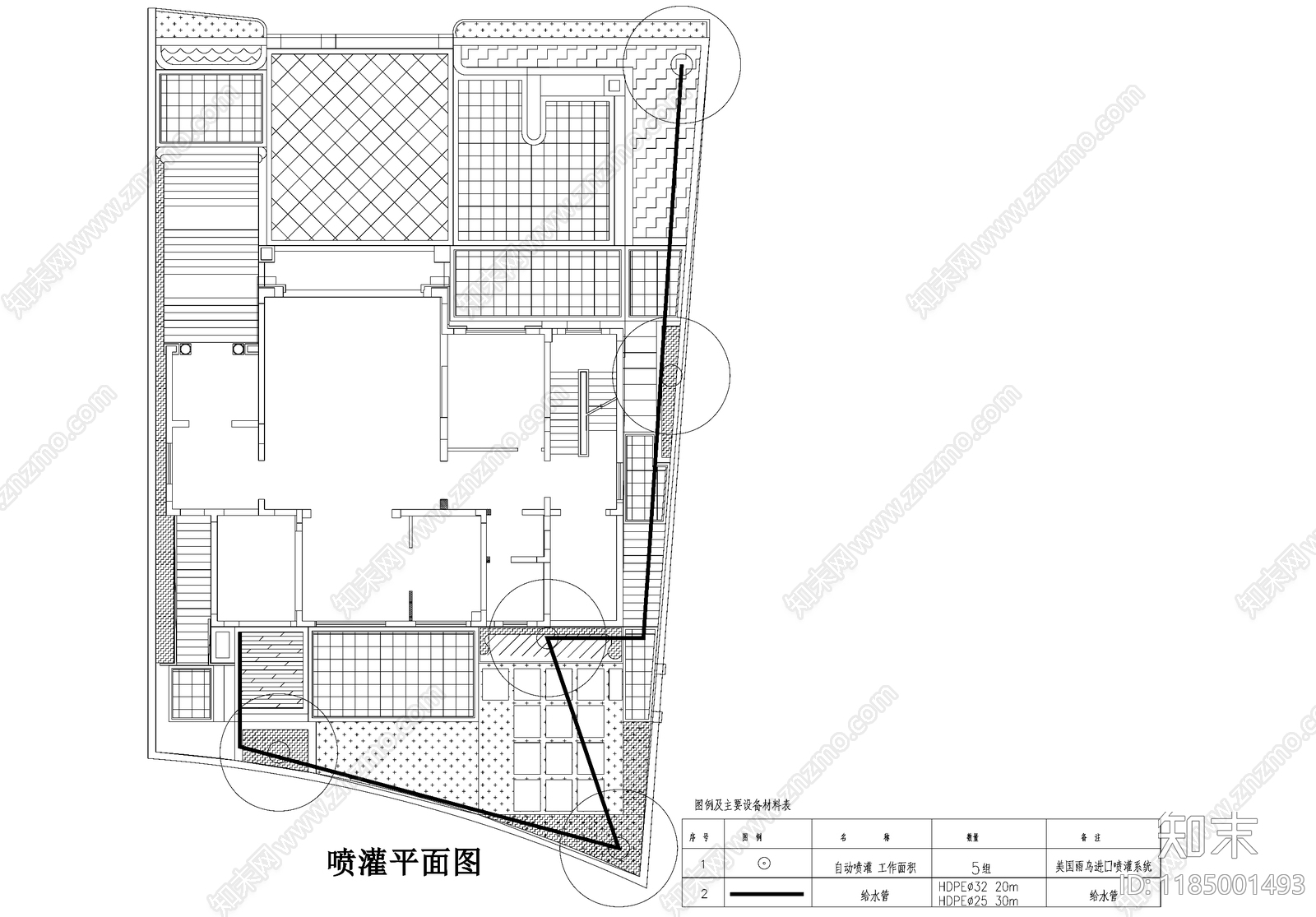 庭院cad施工图下载【ID:1185001493】
