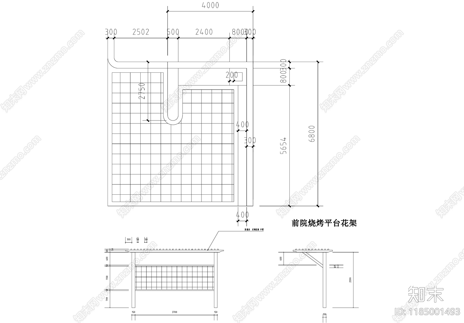 庭院cad施工图下载【ID:1185001493】