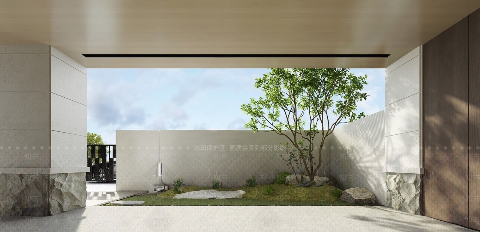 现代庭院景观3D模型下载【ID:1185010374】