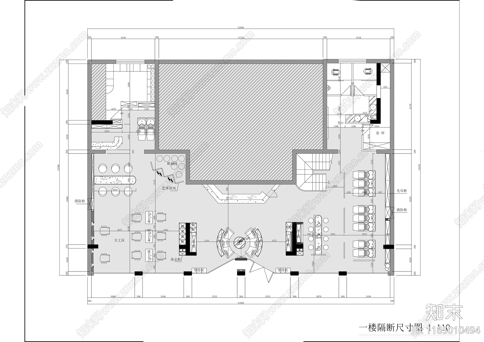 现代理发店cad施工图下载【ID:1185010494】