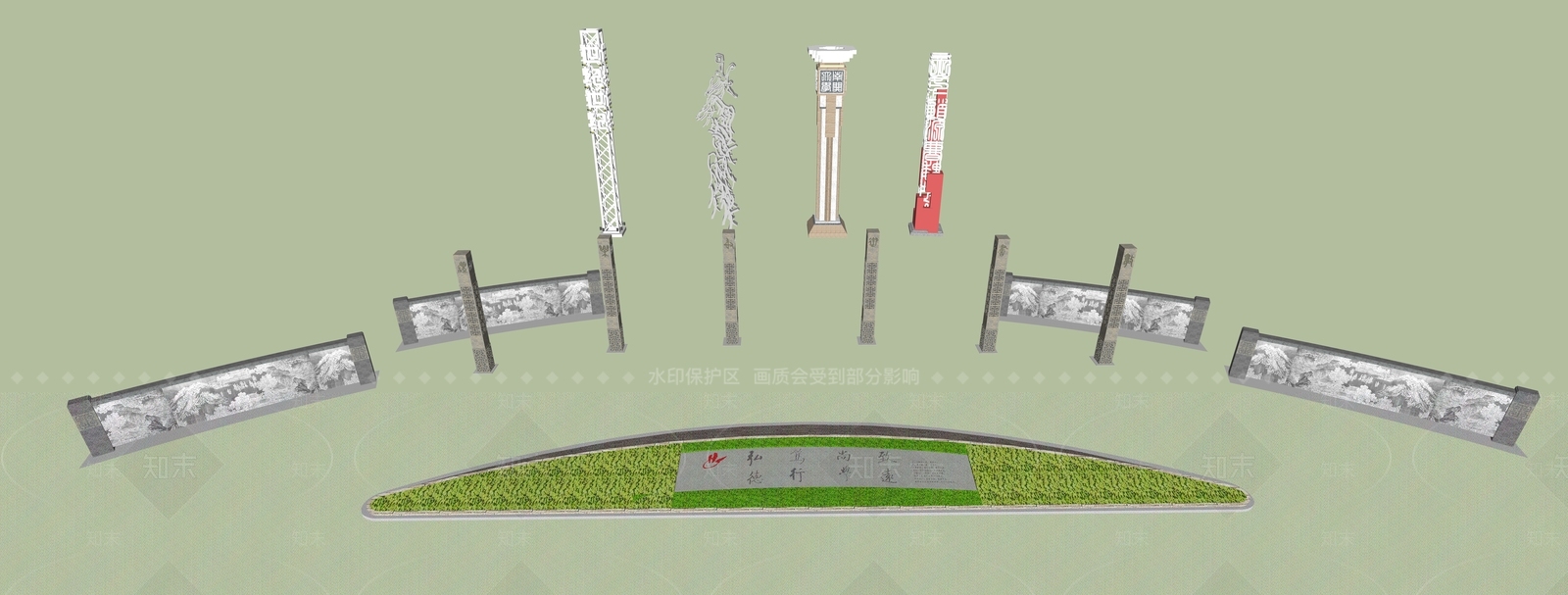 新中式欧式景观柱SU模型下载【ID:1185012103】