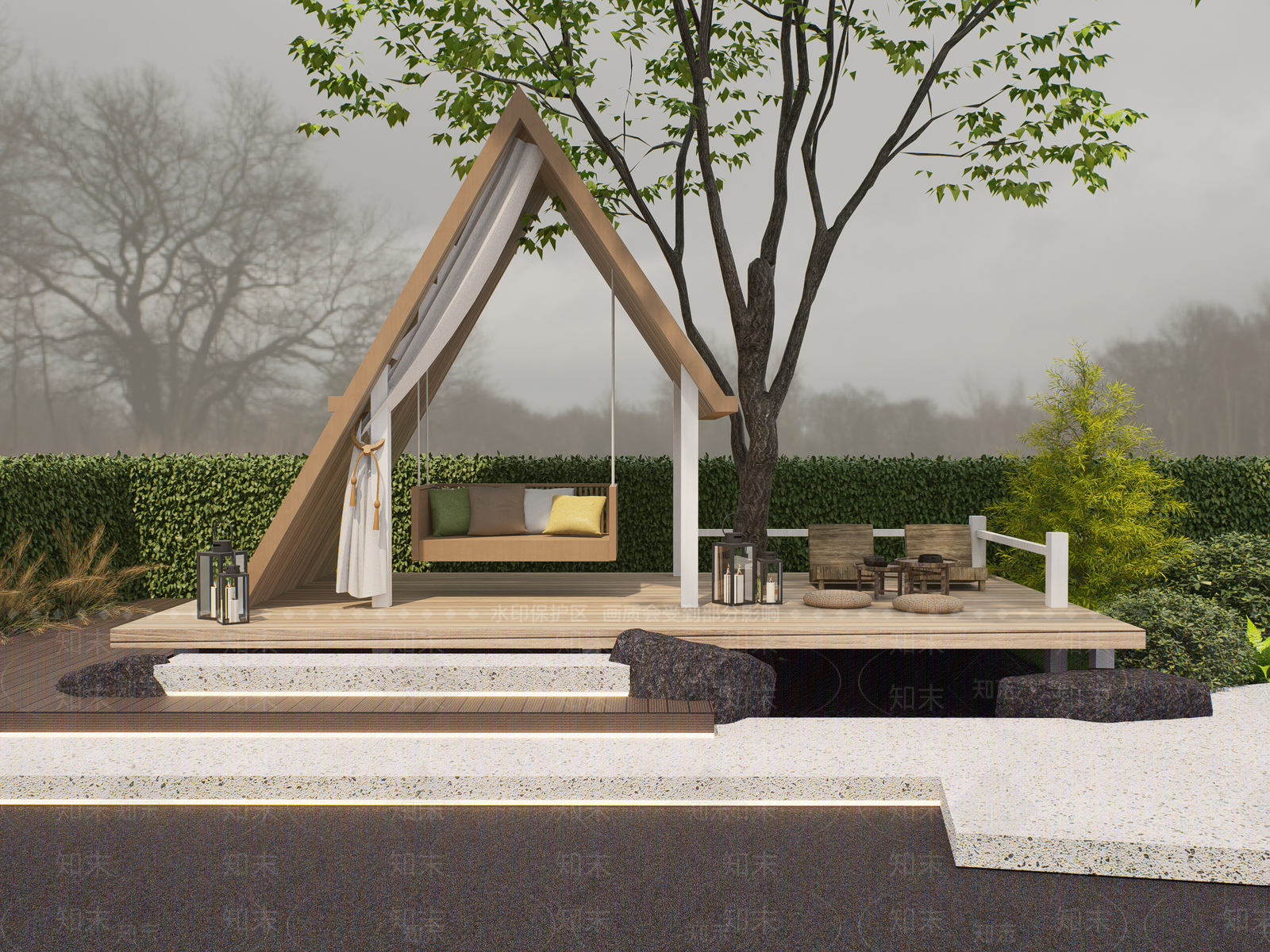 现代侘寂秋千SU模型下载【ID:1185015607】