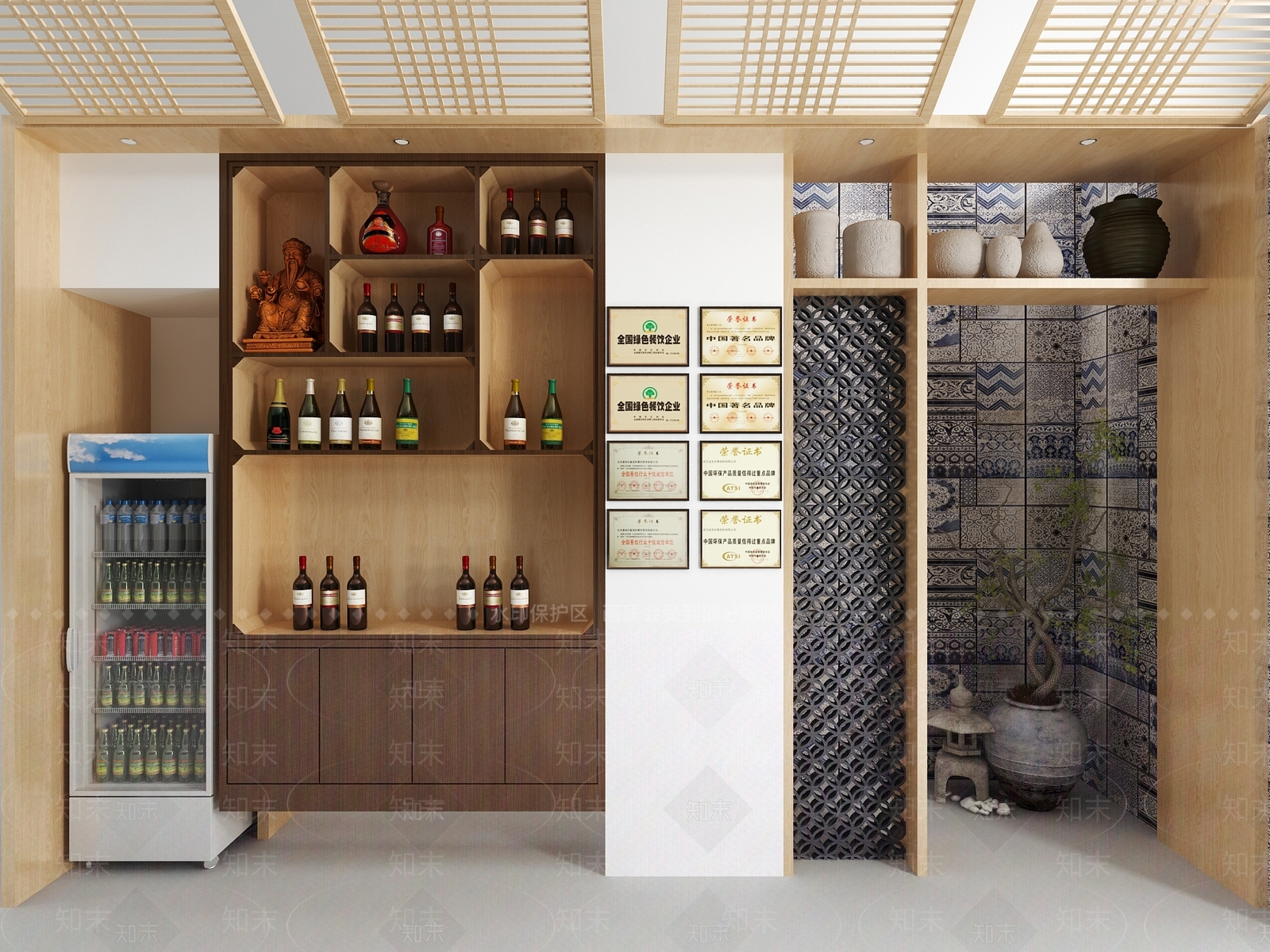 中式酒柜3D模型下载【ID:1185016110】