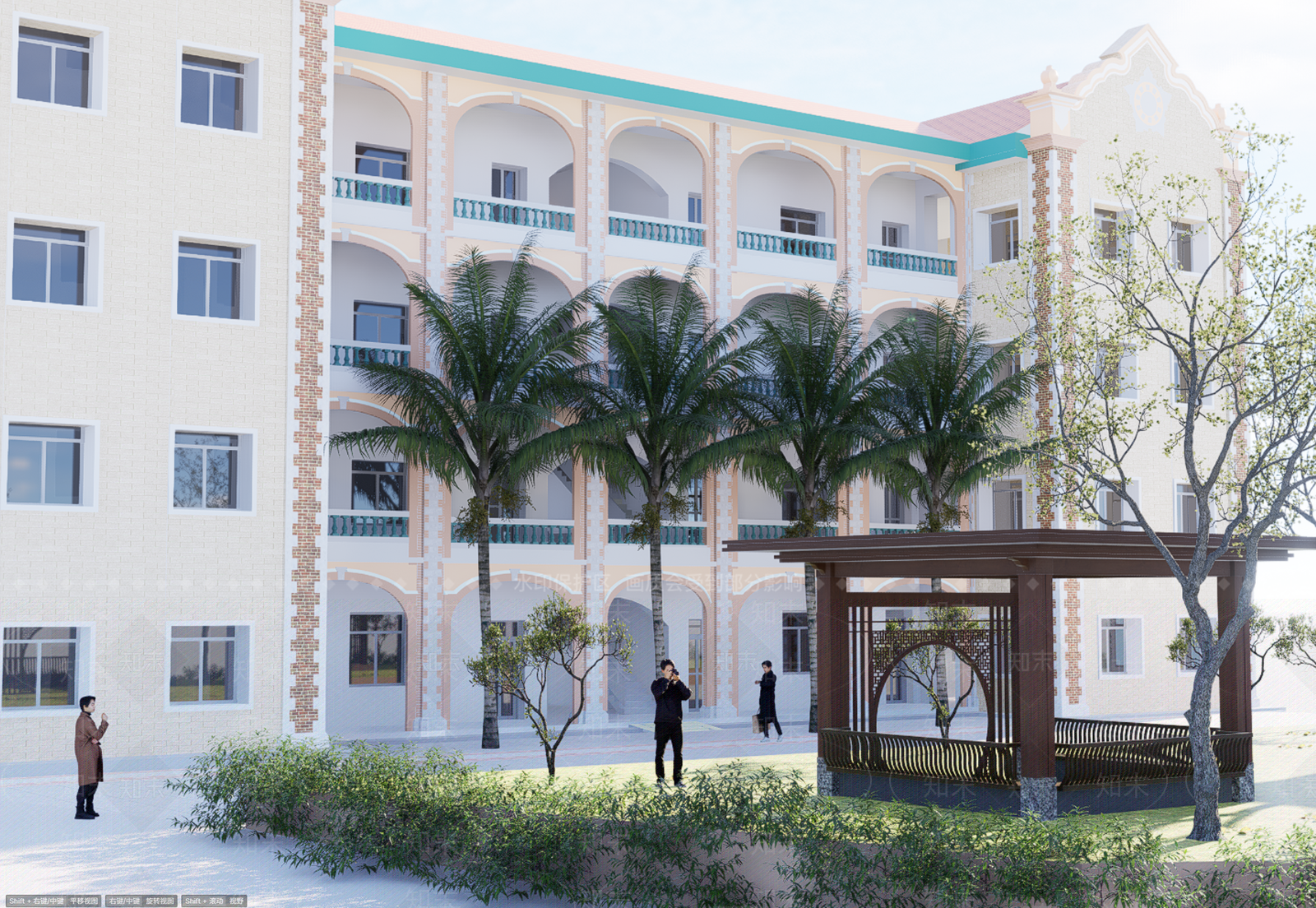 新中式古建筑SU模型下载【ID:1185016776】