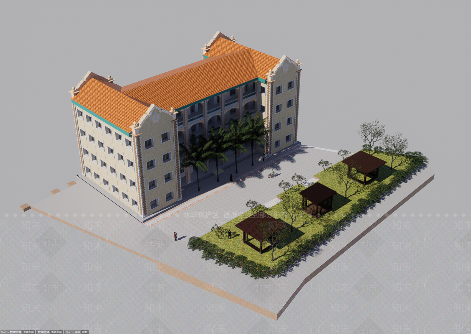 新中式古建筑SU模型下载【ID:1185016776】