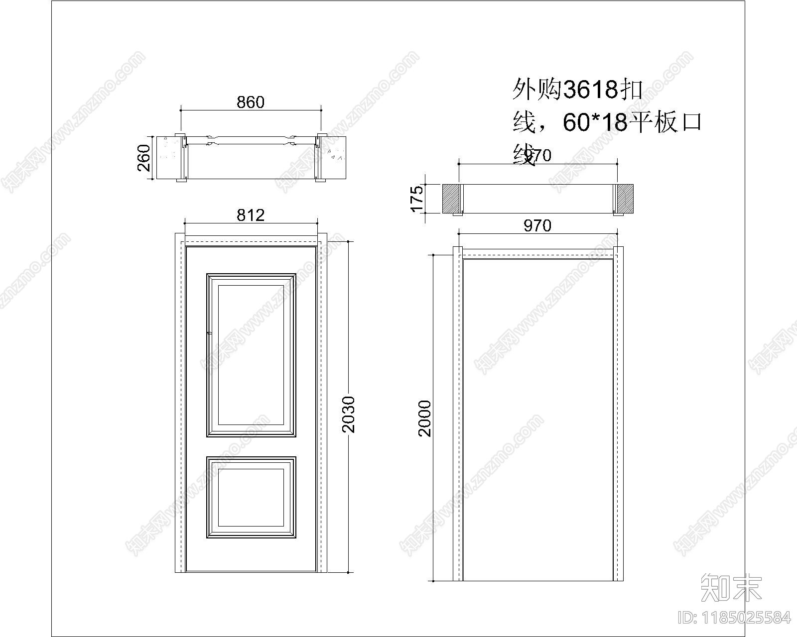 欧式门cad施工图下载【ID:1185025584】