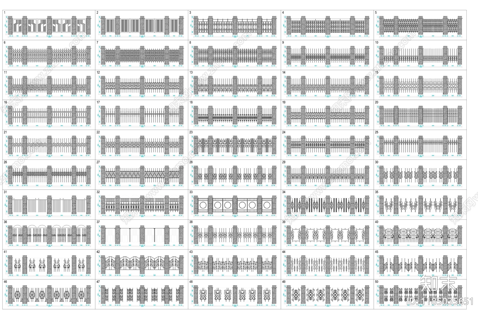 现代栏杆施工图下载【ID:1185035651】
