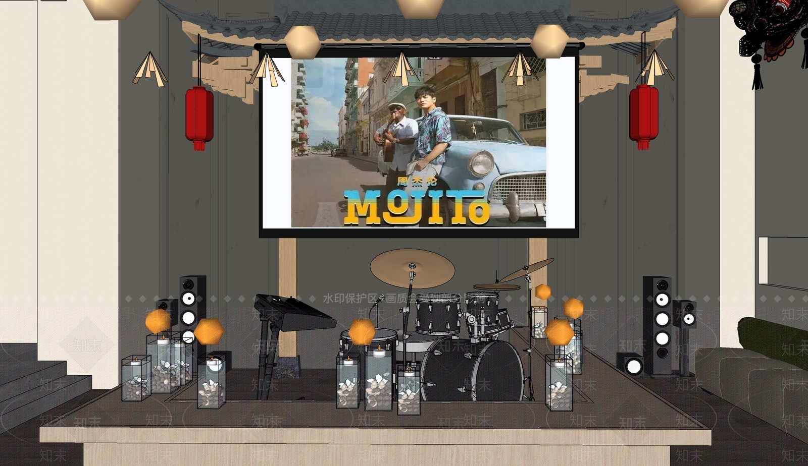 中式中餐厅SU模型下载【ID:1185042339】