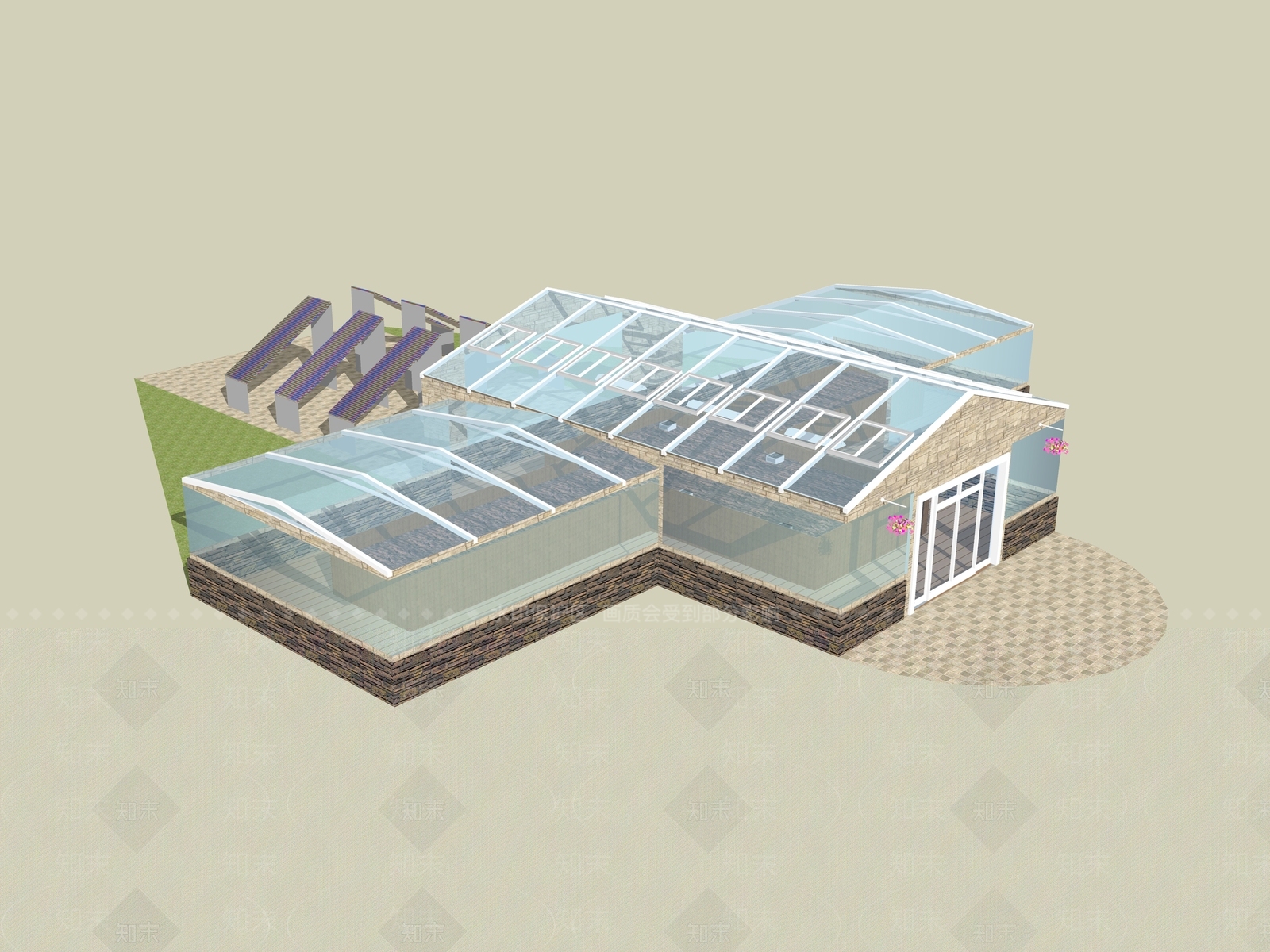现代简约大棚SU模型下载【ID:1185050981】