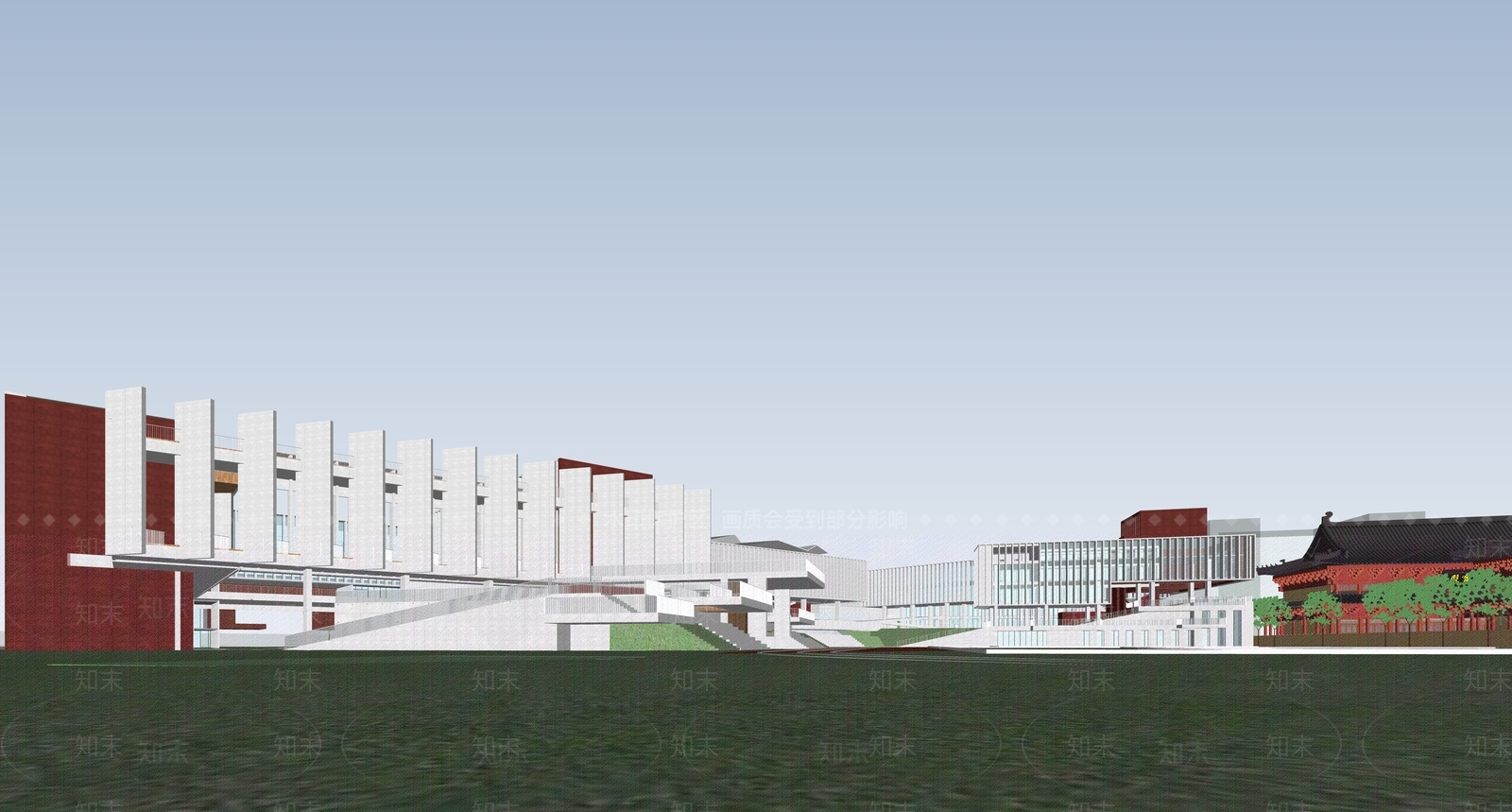 现代学校建筑SU模型下载【ID:1185055561】