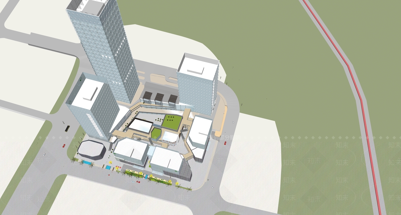 现代商场建筑SU模型下载【ID:1185063818】