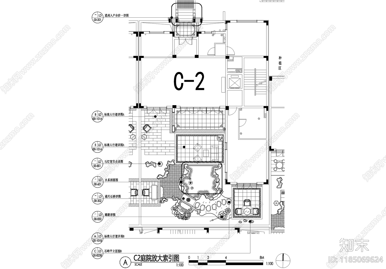 新中式庭院施工图下载【ID:1185069624】