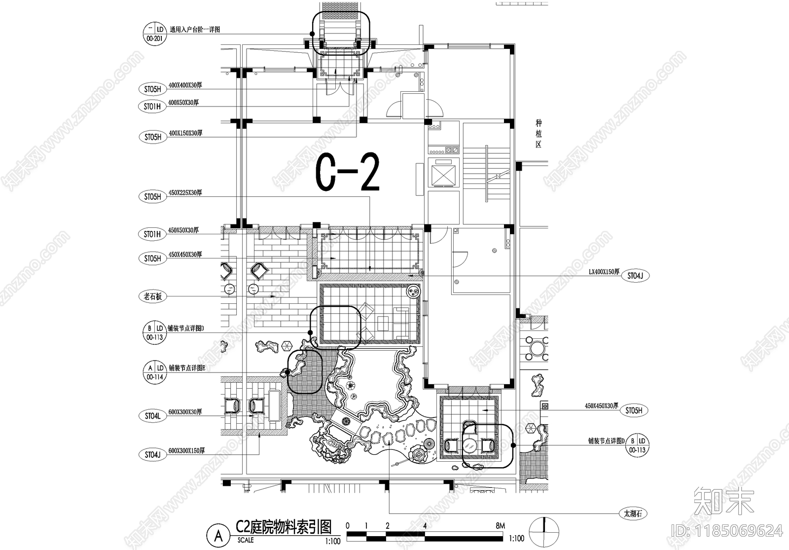 新中式庭院cad施工图下载【ID:1185069624】