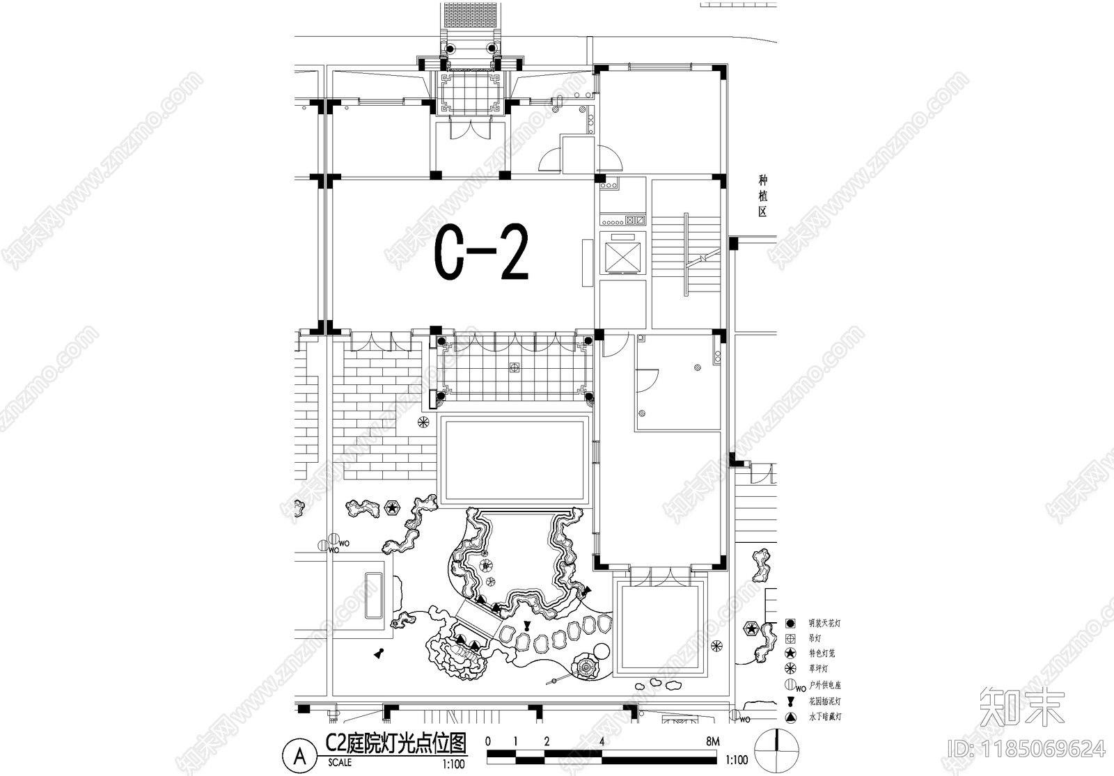 新中式庭院cad施工图下载【ID:1185069624】