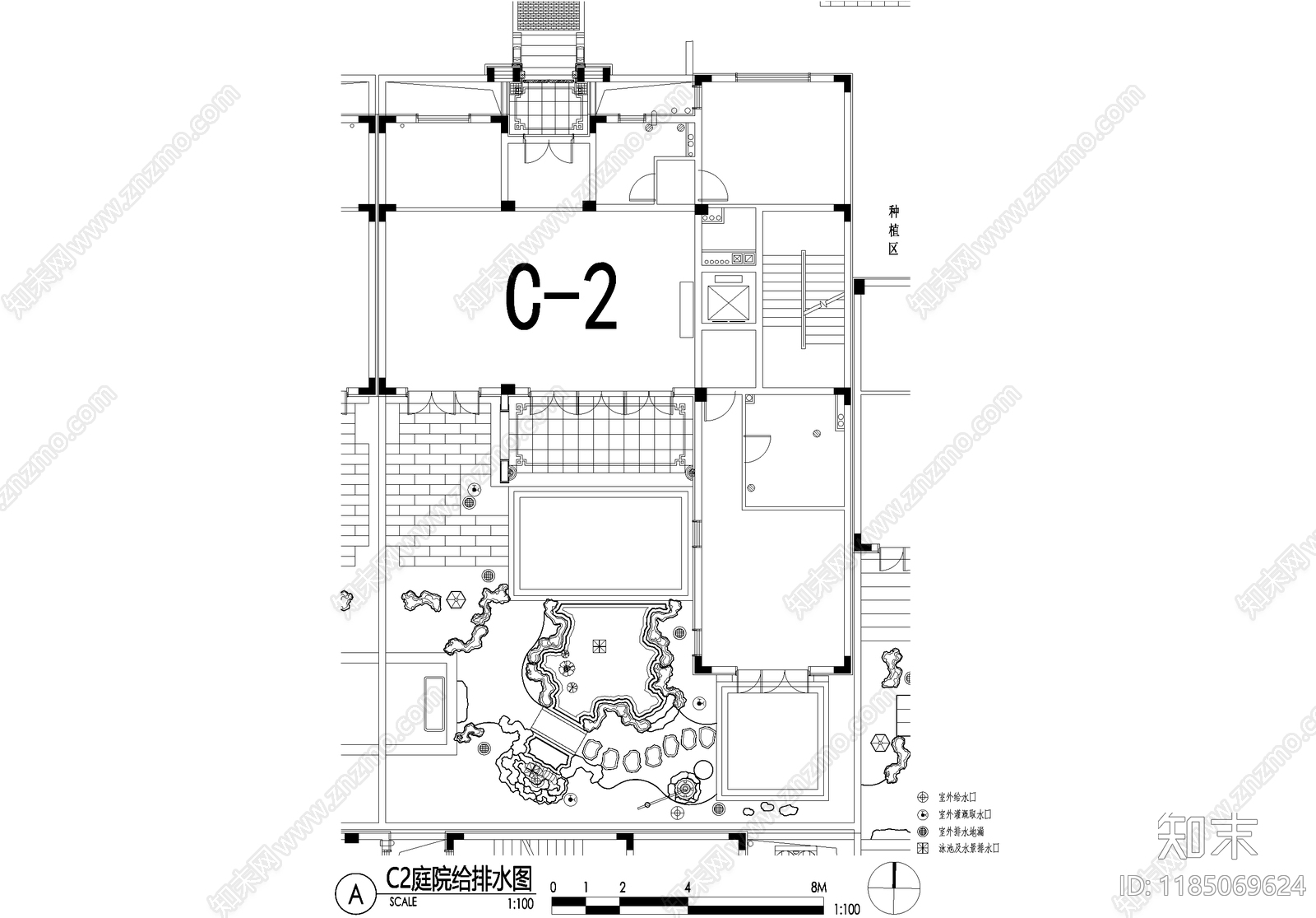 新中式庭院cad施工图下载【ID:1185069624】
