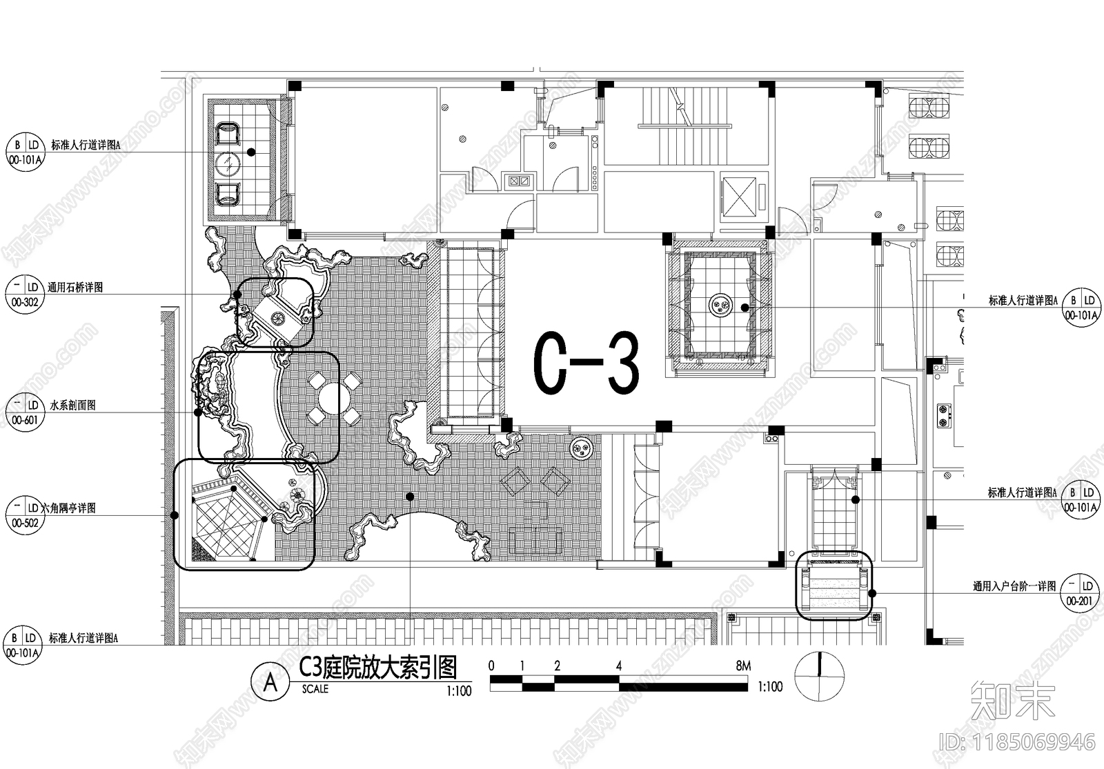 新中式庭院施工图下载【ID:1185069946】