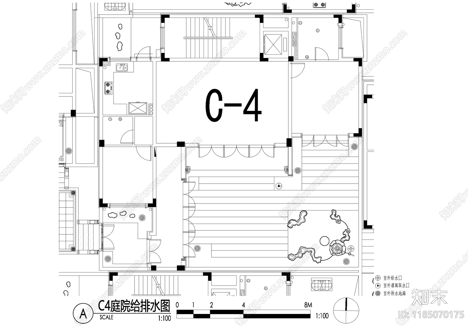新中式庭院cad施工图下载【ID:1185070175】