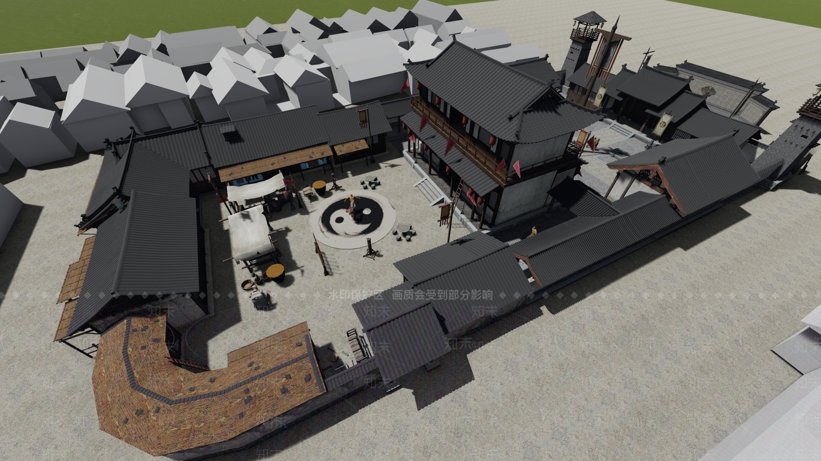 中式古建筑SU模型下载【ID:1185072657】