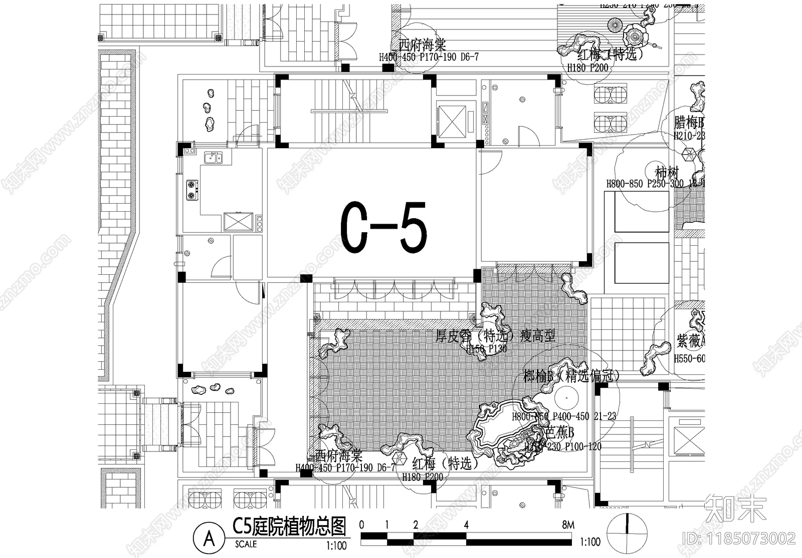 新中式庭院cad施工图下载【ID:1185073002】