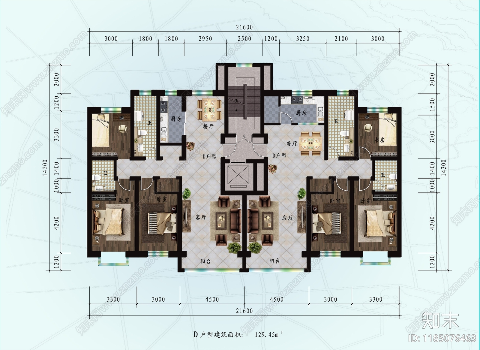 现代室内彩平图下载【ID:1185076463】