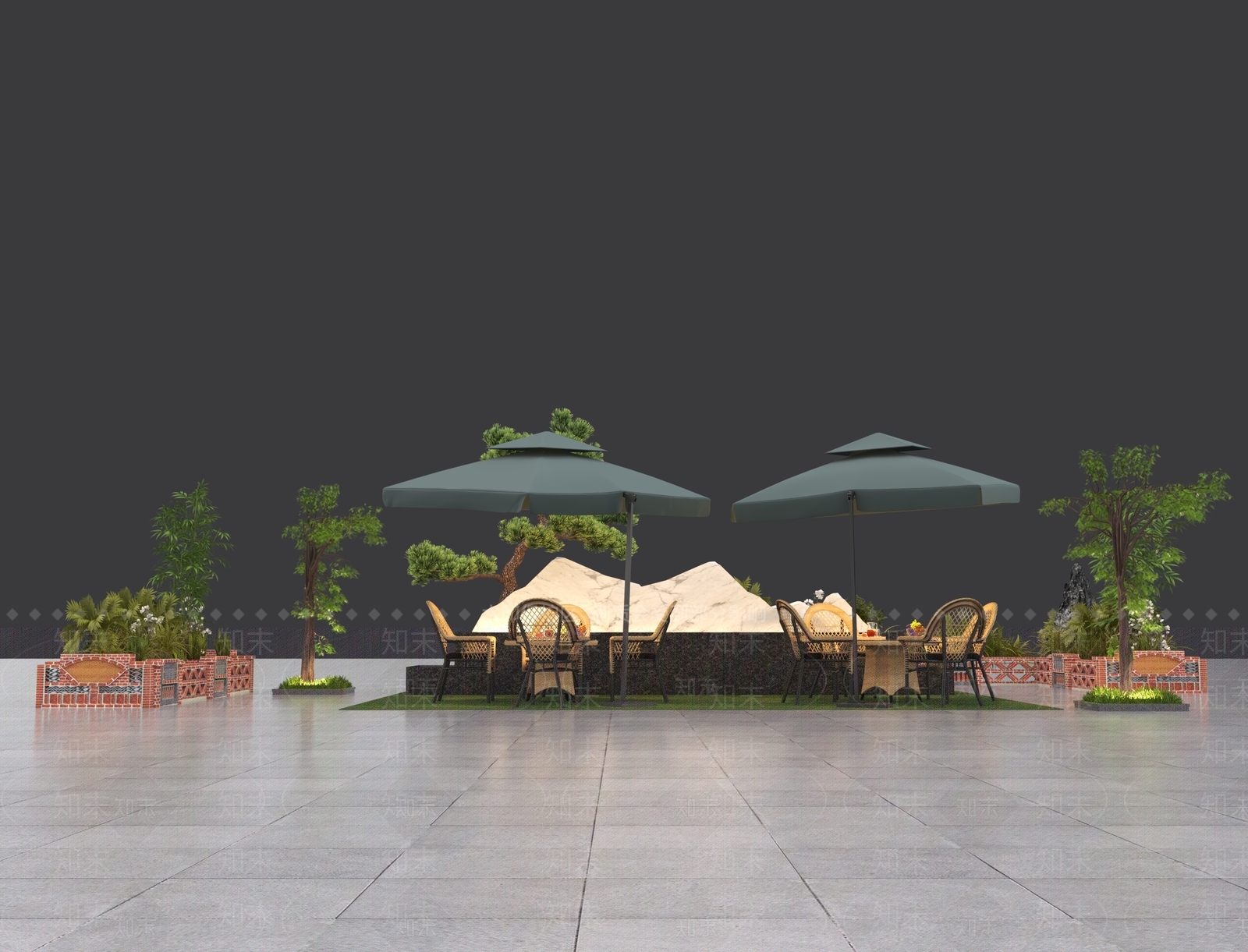 新中式庭院3D模型下载【ID:1185077358】