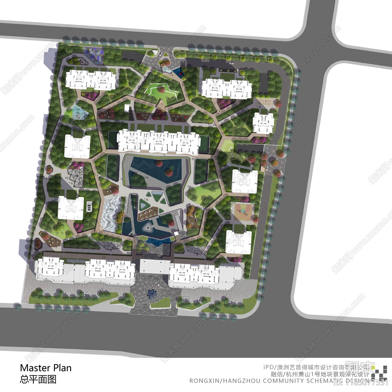 现代小区景观下载【ID:1185077531】