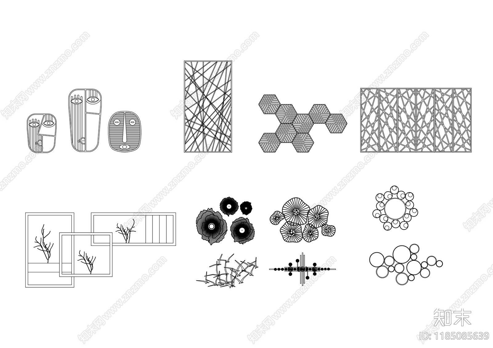 现代摆件施工图下载【ID:1185085639】