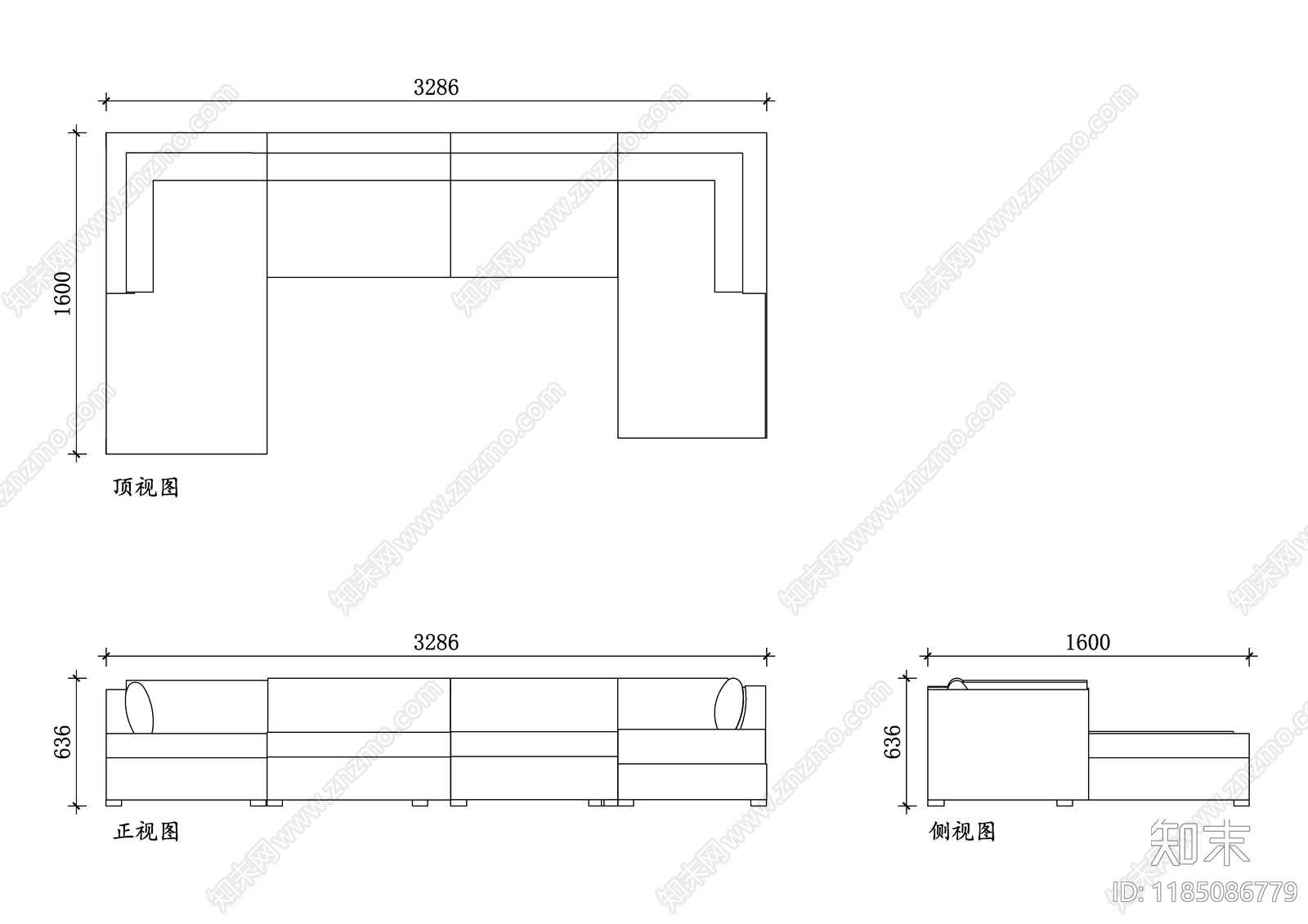 现代沙发施工图下载【ID:1185086779】