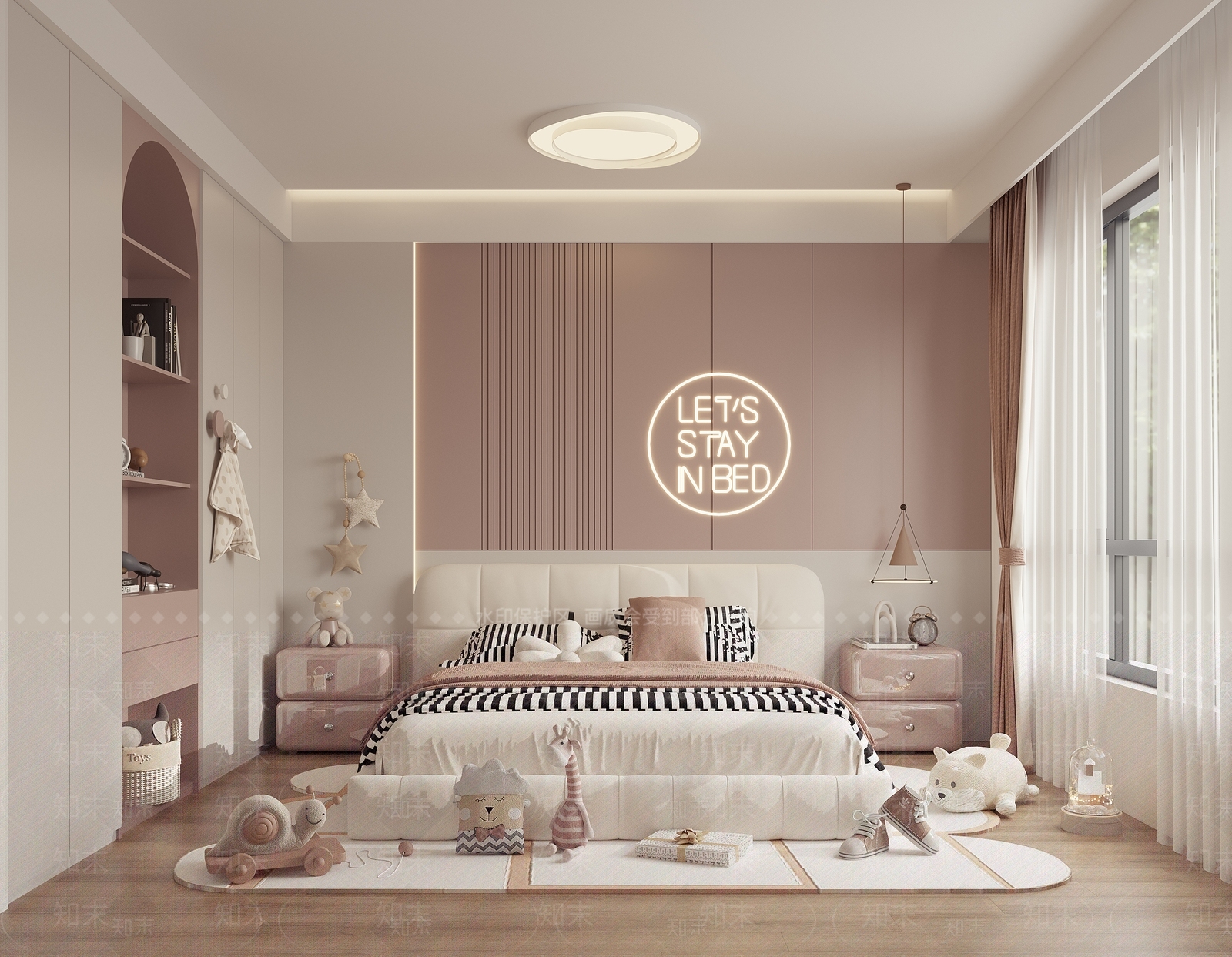 现代奶油通用儿童房SU模型下载【ID:1185087349】