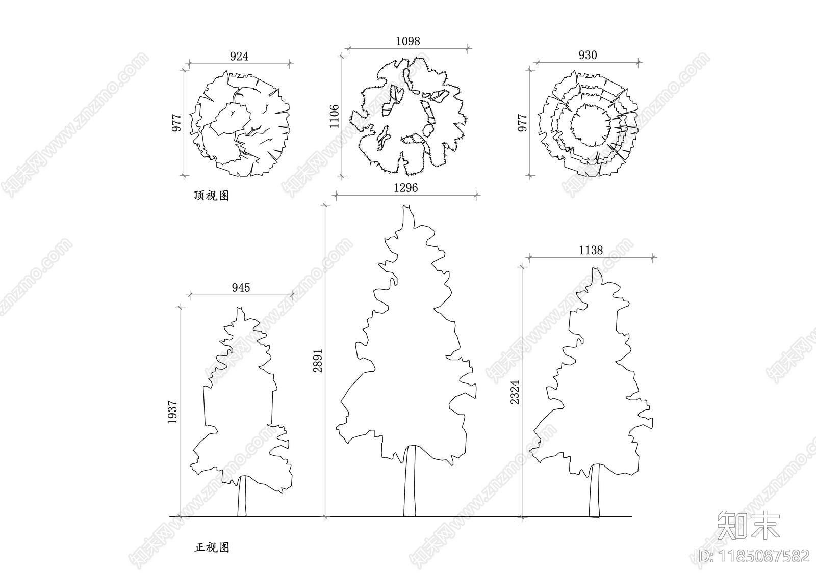 现代综合植物图库cad施工图下载【ID:1185087582】