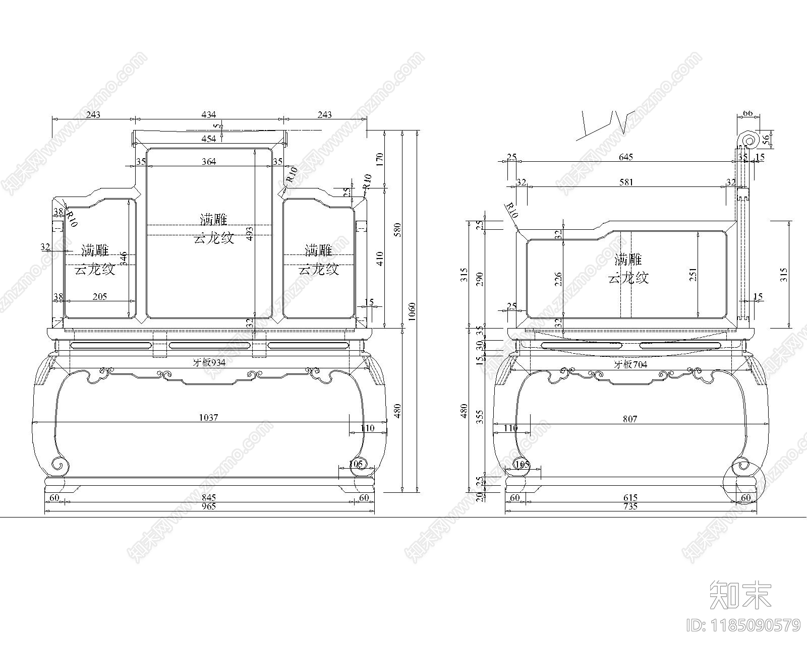 新中式沙发施工图下载【ID:1185090579】