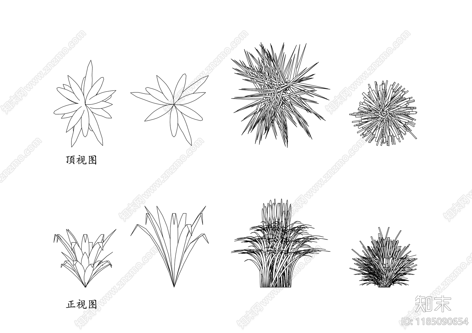 现代植物配置图库施工图下载【ID:1185090654】