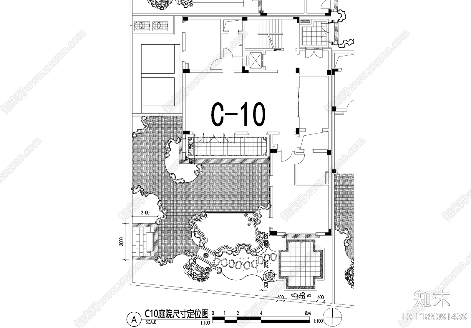 新中式庭院cad施工图下载【ID:1185091439】