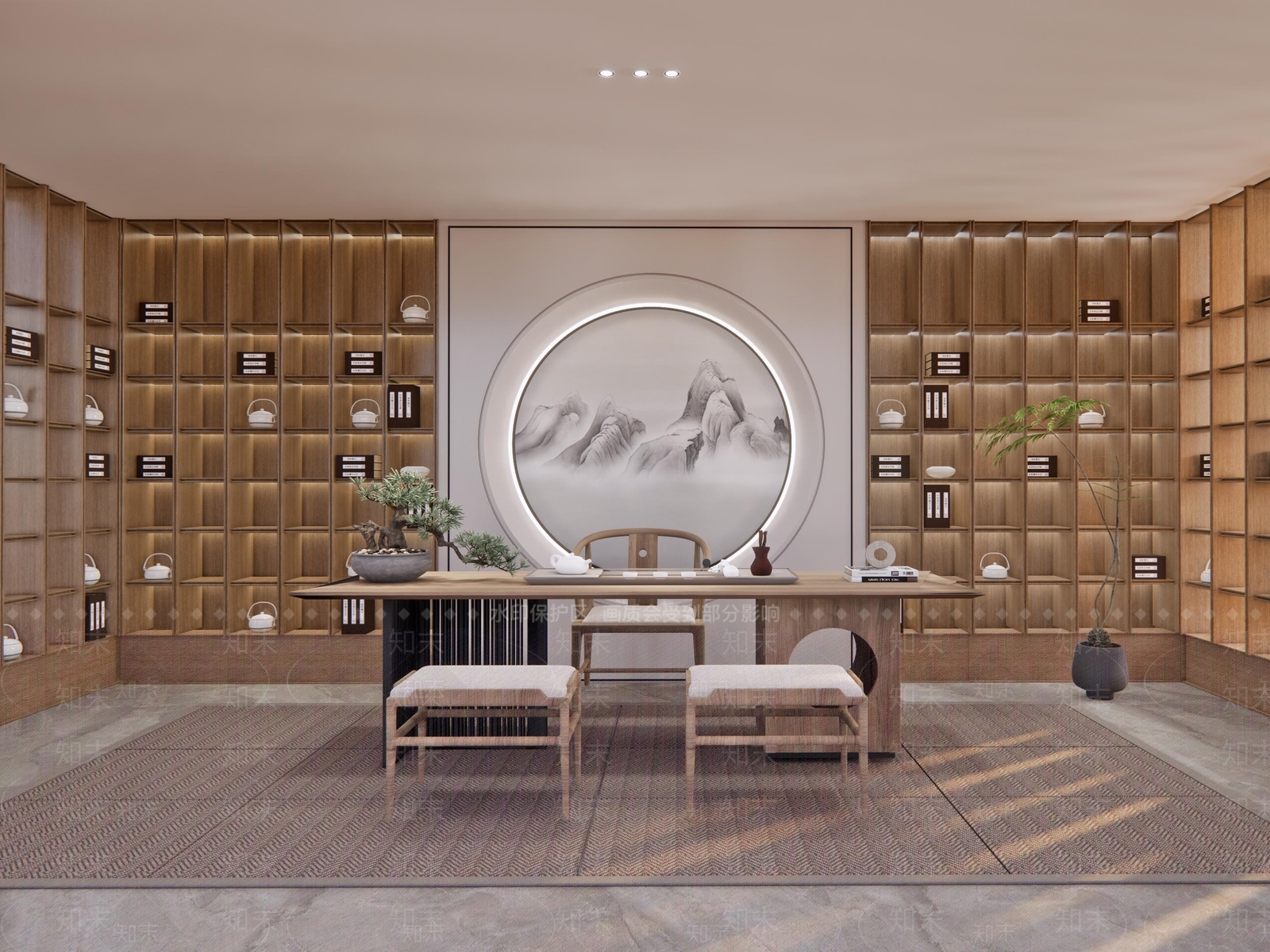 新中式中式茶室SU模型下载【ID:1185600788】