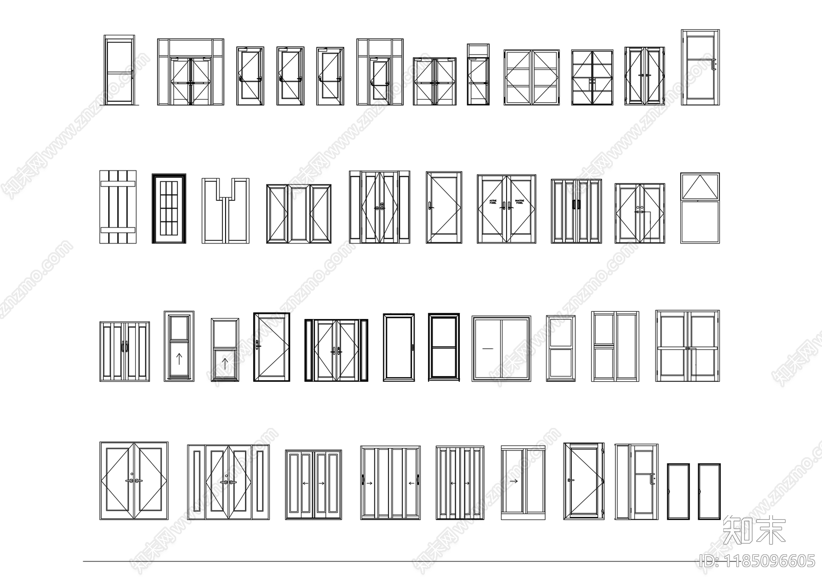 现代综合门窗施工图下载【ID:1185096605】