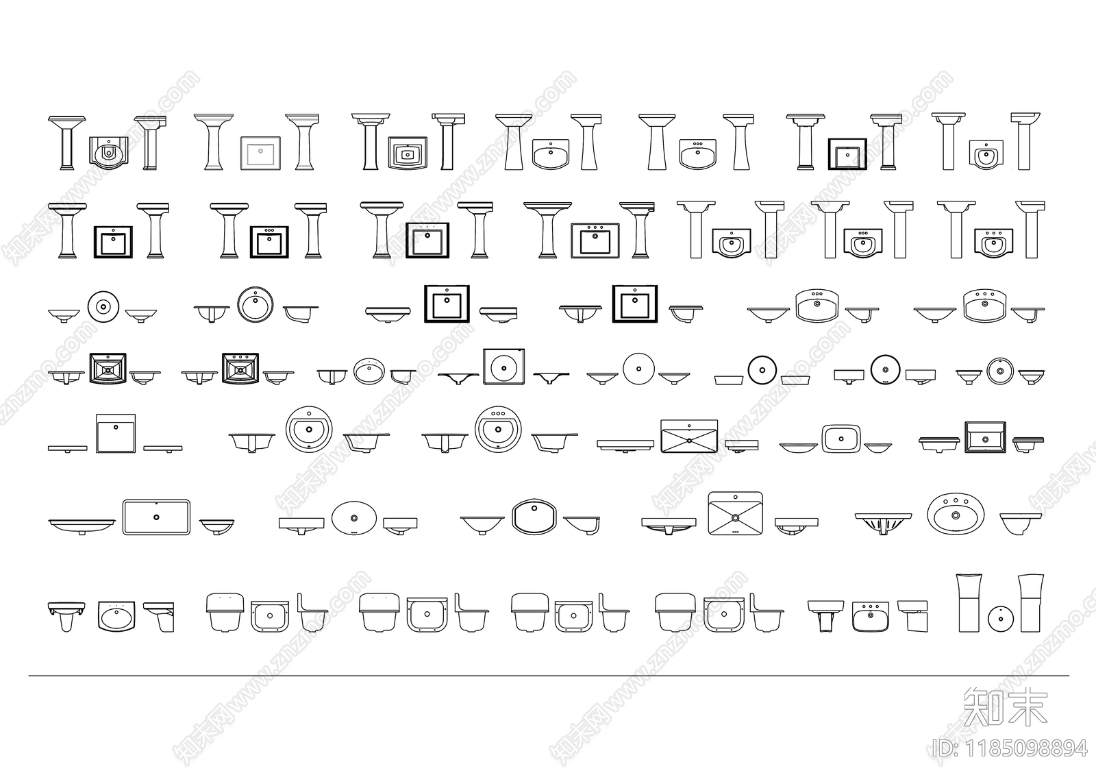 现代综合厨房卫浴设施施工图下载【ID:1185098894】