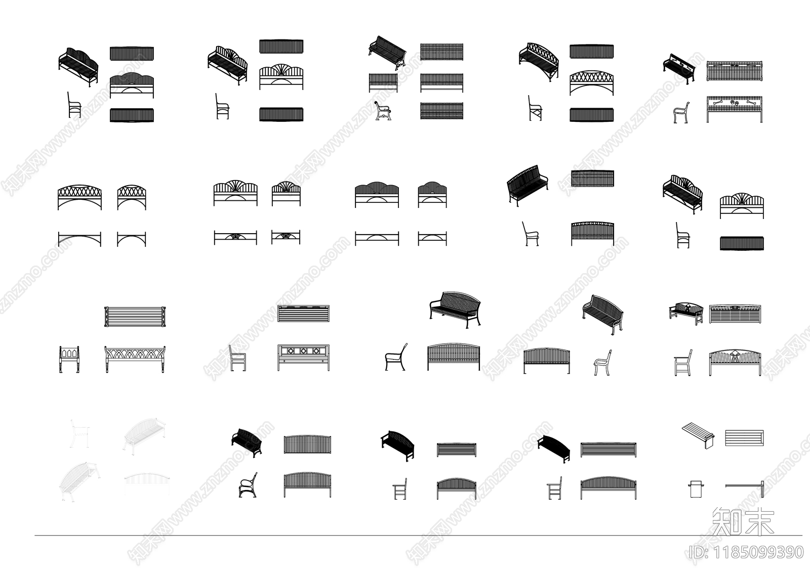 现代景观坐凳施工图下载【ID:1185099390】