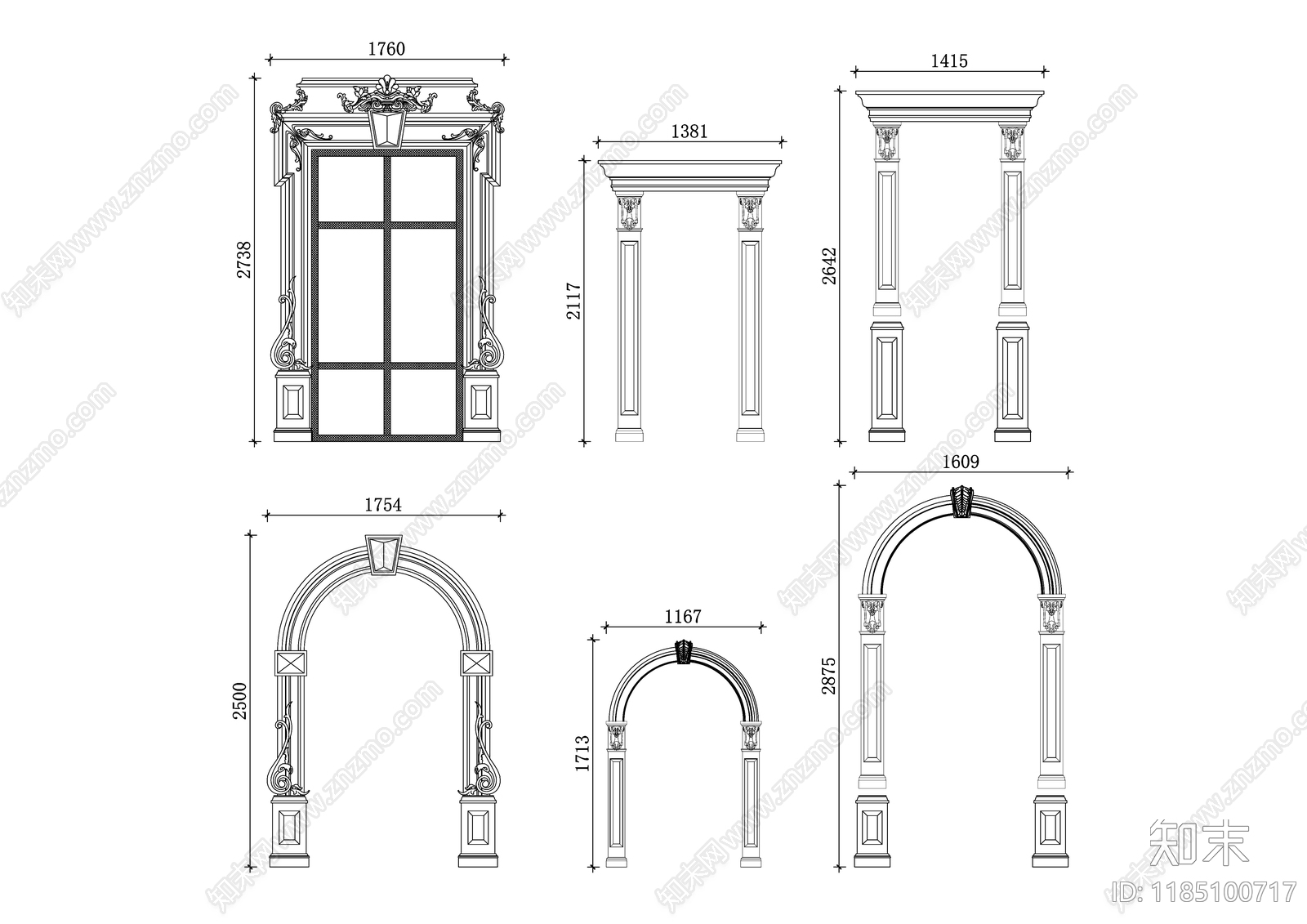 欧式综合硬装构件图库施工图下载【ID:1185100717】