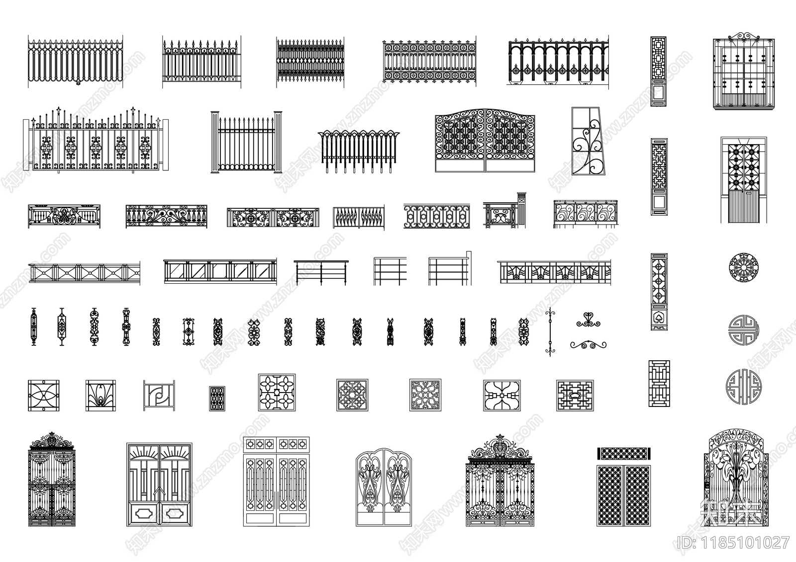 欧式综合门窗施工图下载【ID:1185101027】