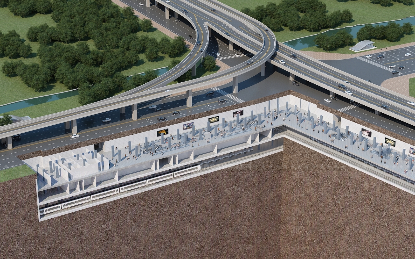 现代车站外观3D模型下载【ID:1185101611】