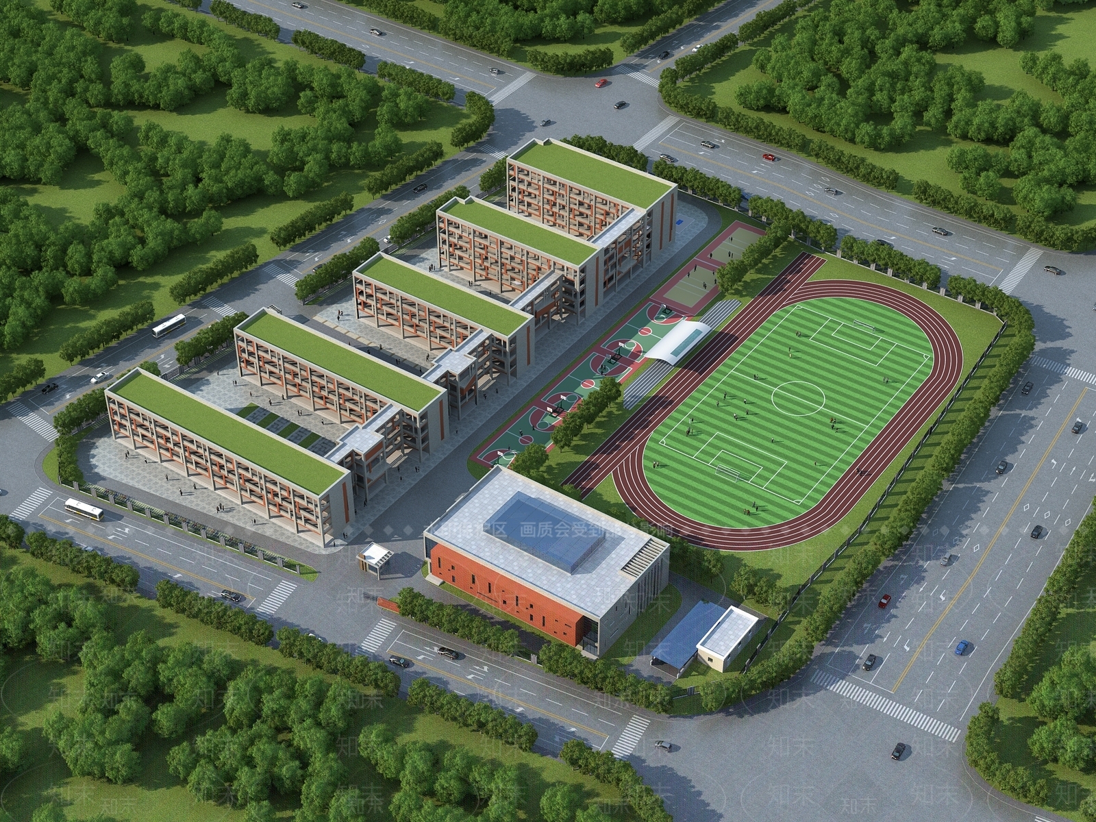 现代学校外观3D模型下载【ID:1185102042】