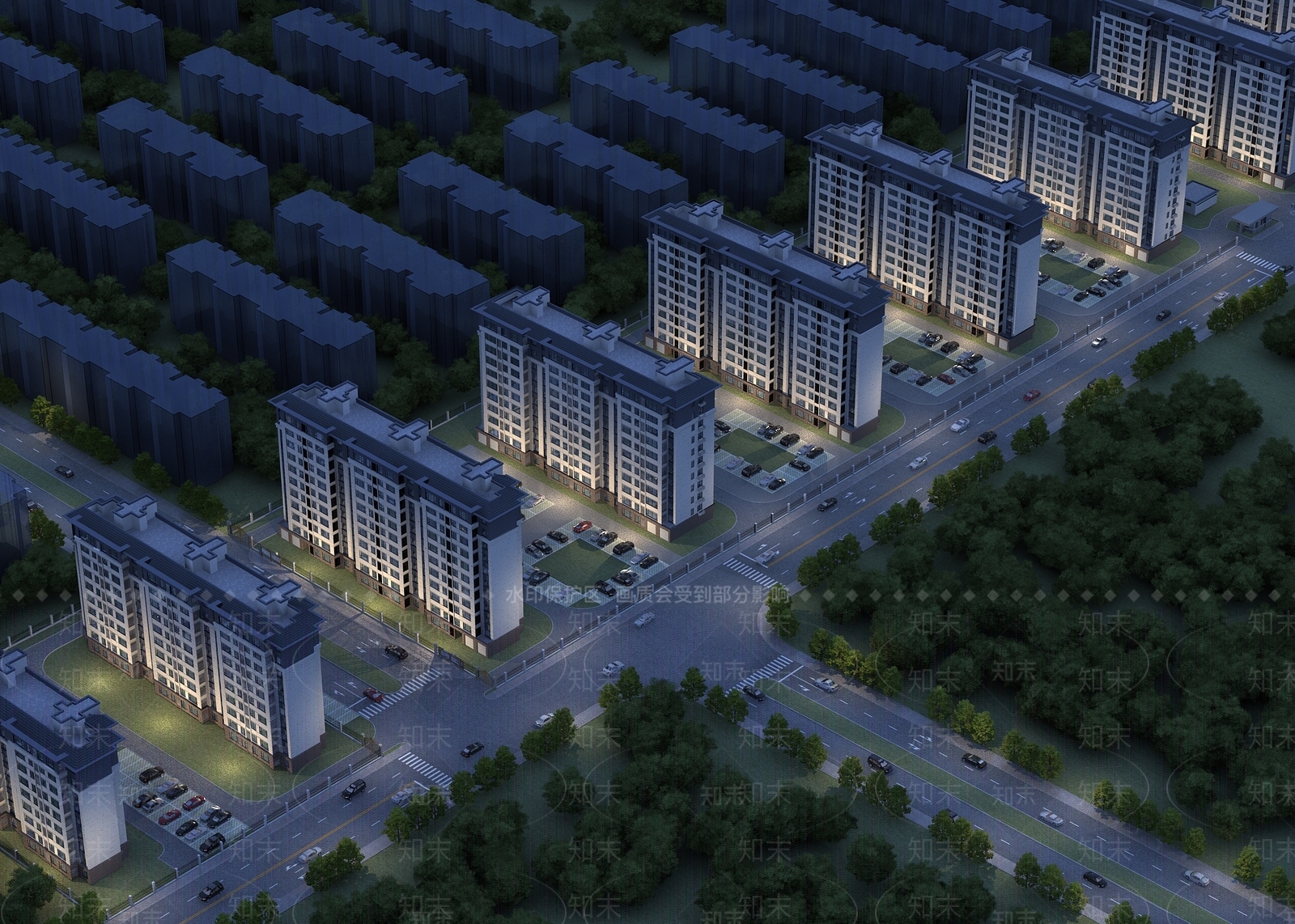 现代鸟瞰规划3D模型下载【ID:1185102412】