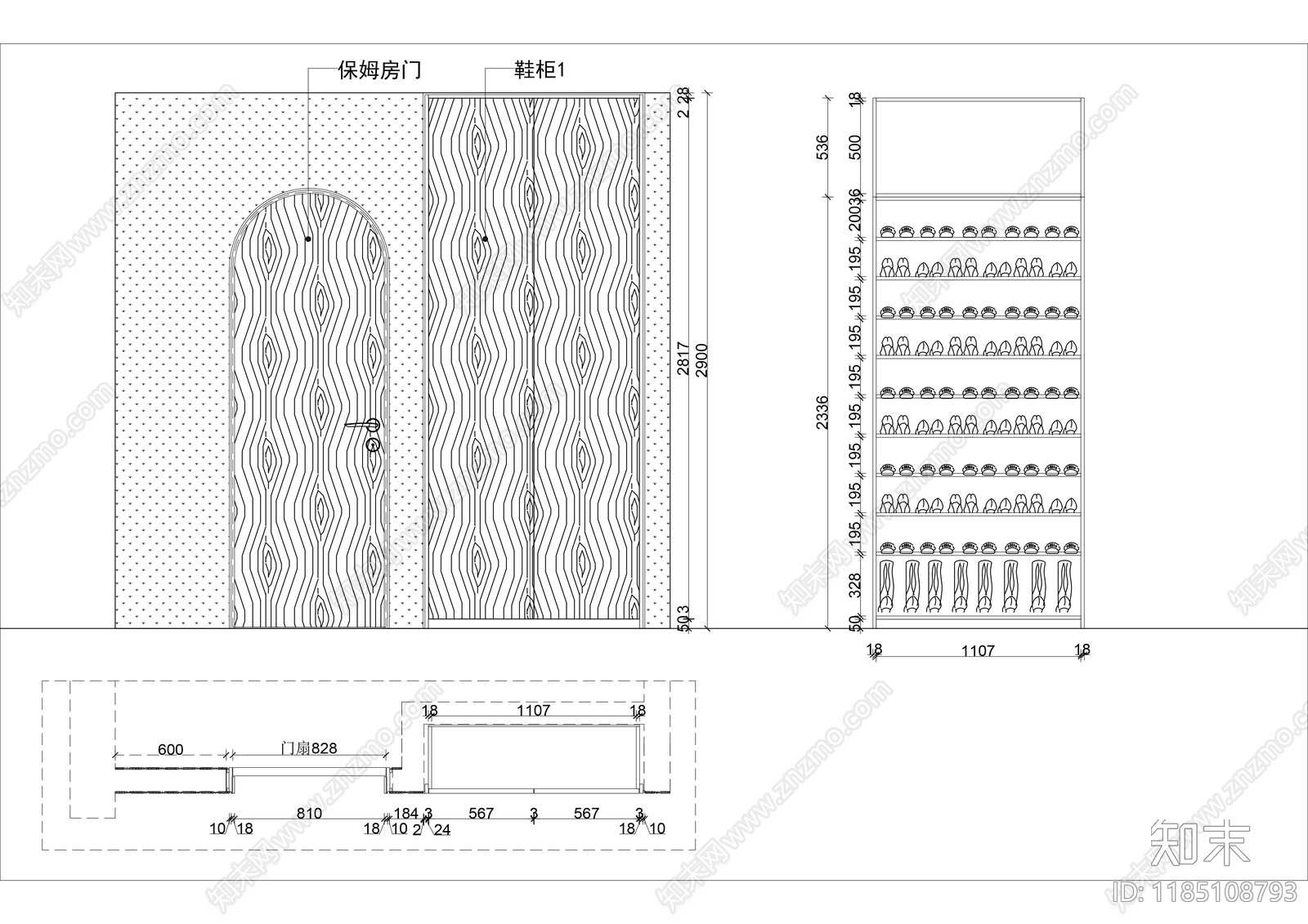 现代柜子施工图下载【ID:1185108793】