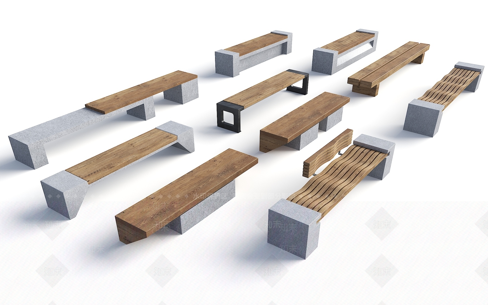 现代景观座椅3D模型下载【ID:1185111458】