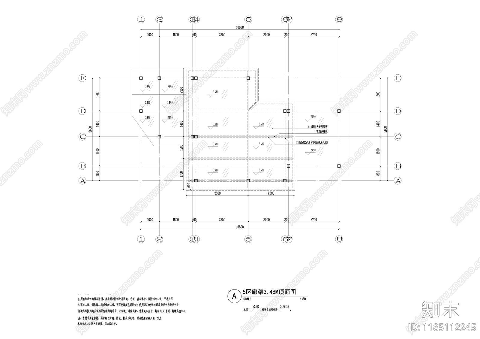 现代廊架cad施工图下载【ID:1185112245】