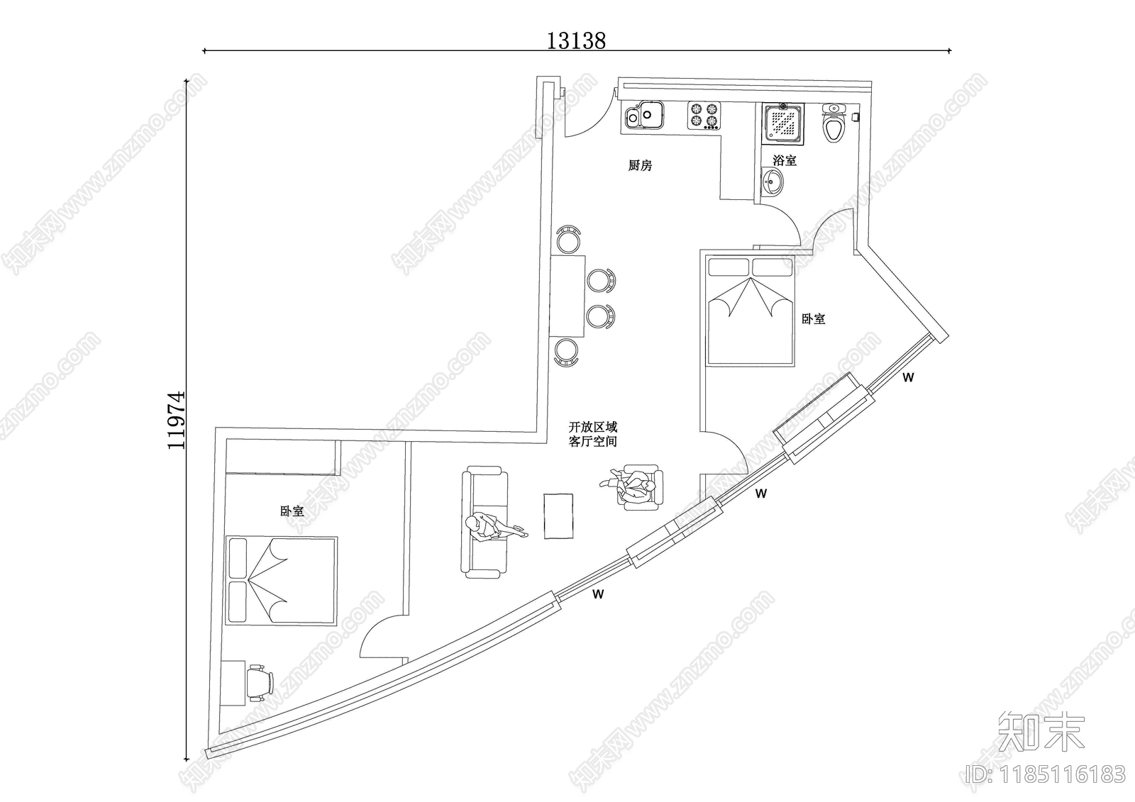 现代公寓施工图下载【ID:1185116183】