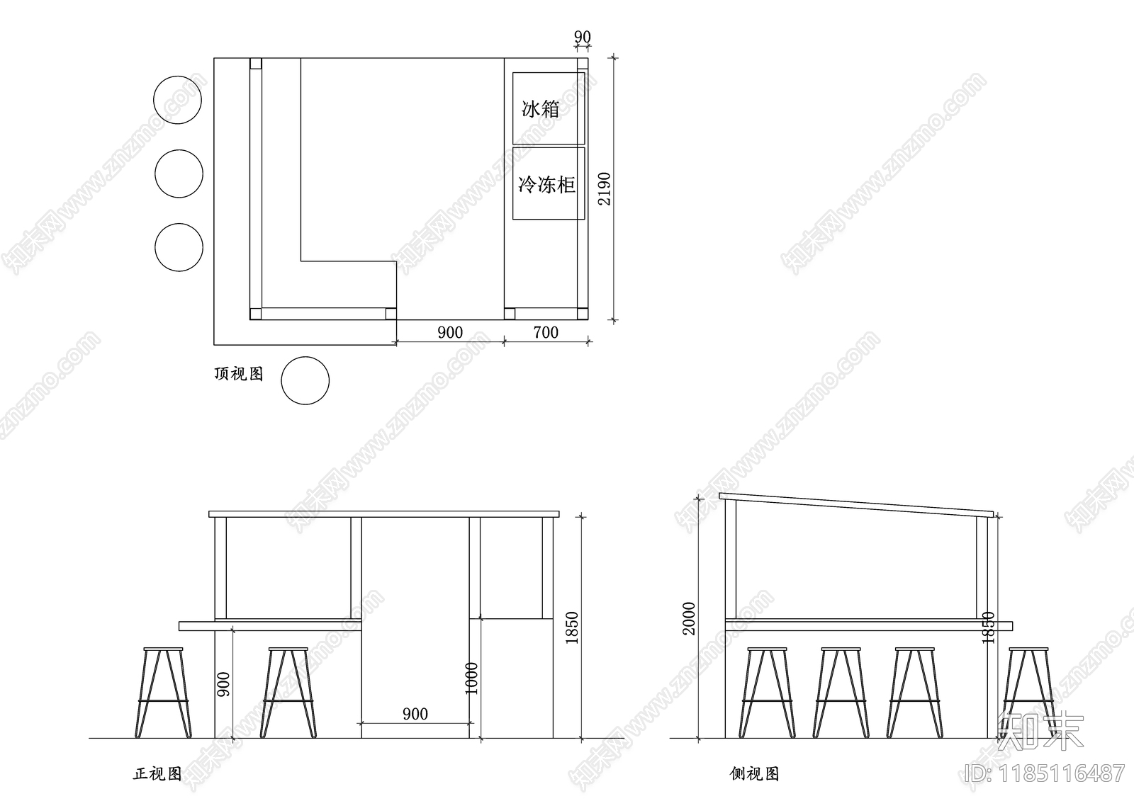 现代酒吧施工图下载【ID:1185116487】