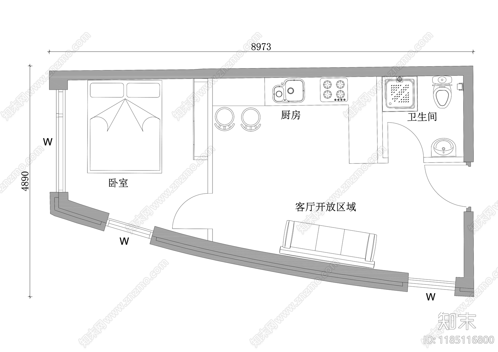 现代公寓施工图下载【ID:1185116800】